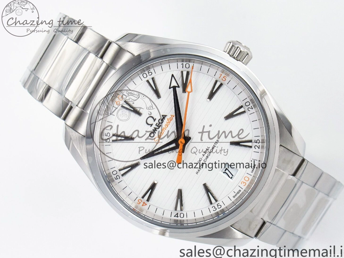 0302 ModernLook Aqua Terra 150M Master Chronometers VSF 1:1 Best Edition White Dial Orange Hand on SS Bracelet A8900 Super Clone 7650